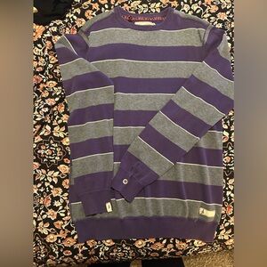 Men's Altamont Striped Crewneck Sweater in Purple and Gray